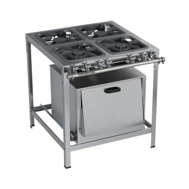 Imagem de Fogão Industrial 4 Bocas 30X30 com Forno Aço Inox S2020 Metalmaq