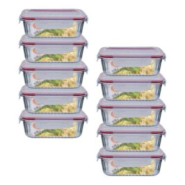 Imagem de Jogo 10 Potes De Vidro Hermético Marmita Canelado 370ml - Belo Vidro