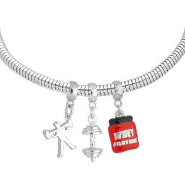 Imagem de Pulseira Academia Berloque Banhado a Prata 925 - Work Semijoias