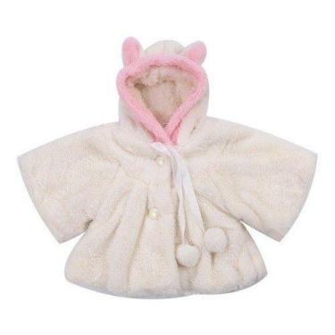 Imagem de Casaco Infantil Meninas Inverno Estola Bolero Poncho Fleece - anjo da 