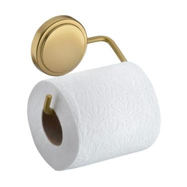 Imagem de Suporte Porta Papel Higiênico Banheiro Adesivo Dupla Face Dourado - 14