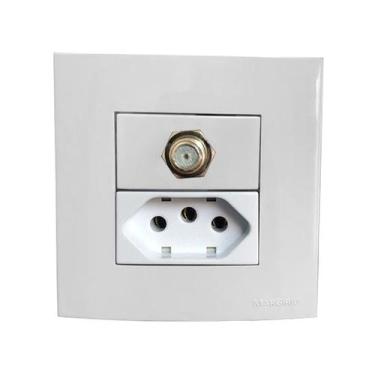 Imagem de Tomada Dupla Móvel 3 Pinos 10a Gesso Drywall Marmore Granito Pedra Ant