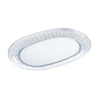 Imagem de Bandeja Oval Trançada Decorativa Cristal Multiuso Raso 34cm - KEITA