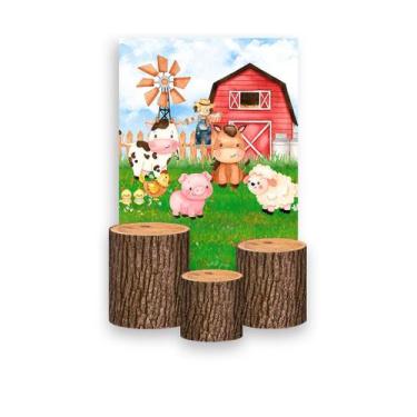 Imagem de Painel De Festa Vertical 1,50 x 2,20 + Trio De Capas Cilindro - Fazend