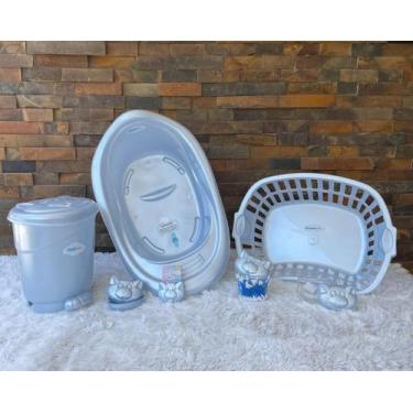 Imagem de Banheira de bebe com saboneteira porta algodão e porta cotonete porta 