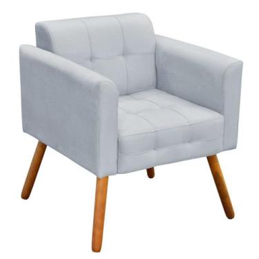 Imagem de Poltrona Decorativa Elisa Suede Cinza Pés Palito - D'Rossi - Condor