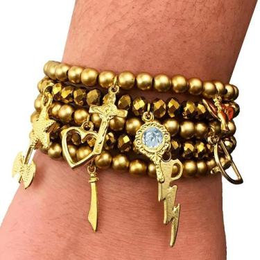 Imagem de Pulseira Super Mix 7 Linhas Dourada - Balaio de Santo