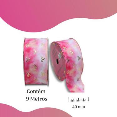 Imagem de Fita Gorgurão Estampada Laço Rosa - 40 Mm - 10y - 41317-3 Nybc