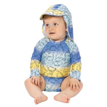 Imagem de Macacão Proteção Solar Uv Roupa Praia Com Chapéu Bebe Menino - Aymee, 