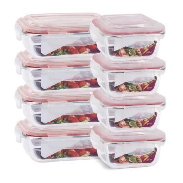 Imagem de 8 Potes Vidro Herméticos Tampa Silicone Vedação 640ml 320ml - u4home, 