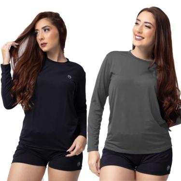 Imagem de Kit 2 Camisa Térmica Feminina Uv 50+ Segunda Pele Proteção Solar-Feminino