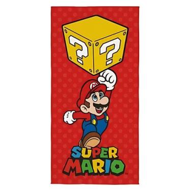 Imagem de Toalha banho Super Mario Aveludada Gamer Estampada 70x140 cm - Lepper