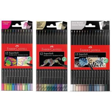 Imagem de Lápis De Cor Neon Pastel Metalica Neutro Super Soft Faber - Faber-Cast