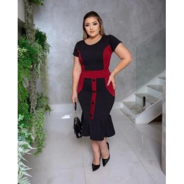 Imagem de Vestido Midi Sara Moda Evangélica Feminina - Miss Flower, Vinho, GG
