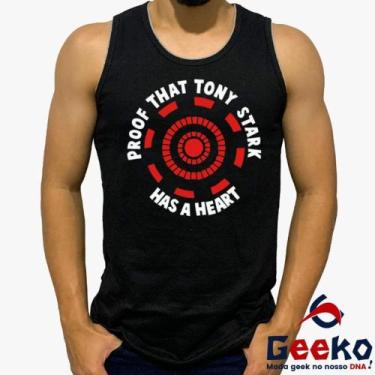 Imagem de Regata Homem de Ferro 100% Algodão Proof That Tony Stark Has A Heart G