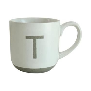 Imagem de COLLECTIVE HOME - Caneca de cerâmica, design de letra maiúscula, textura de arenito fosco, minimalista e elegante, 425 g, perfeita para presentes personalizados (T)