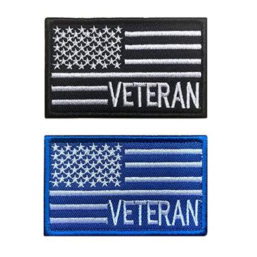 Imagem de Antrix 2 pacotes tático bandeira de veterano americano patch gancho e laço bordado emblema orgulho veterano militar patch para roupas de veteranos chapéu bolsas mochila colete uniforme - Veterano 2
