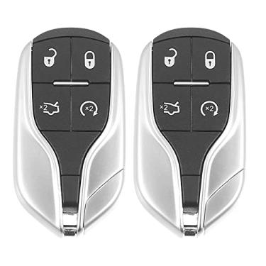 Imagem de X AUTOHAUX 2 peças 433MHz M3N-7393490 Substituição Smart Proximity Insert Keyless Entry Remote Key Fob para Ghibli 2014-2018 para Quattroporte 2012-2018 para Levante 2017-2020 4 botões 46 chips