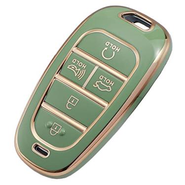 Imagem de Capa de chaveiro adequada para Hyundai Accent Azera Elantra GT Grandeur I30 IG IX35 Kona Palisade Santa Fe Solaris 5 botões protetor de pele protetor de pele acessórios de manga de entrada sem chave