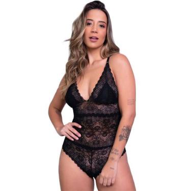 Imagem de Body Vekyo Transparente Renda Decote Blogueira, M, Preto, Mulher