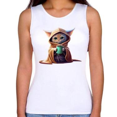Imagem de Regata Feminina Gato Jedi - Foca na Moda, Branco, G