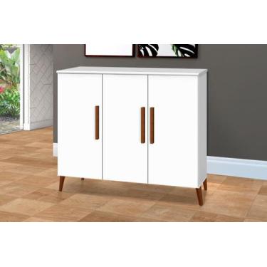 Imagem de Buffet aparador Colombia 3 portas balcão retrô fechado cor Branco bril