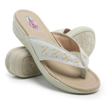 Imagem de Chinelo Tamanco Feminino em Couro Conforto Calce Fácil Antiderrapante 