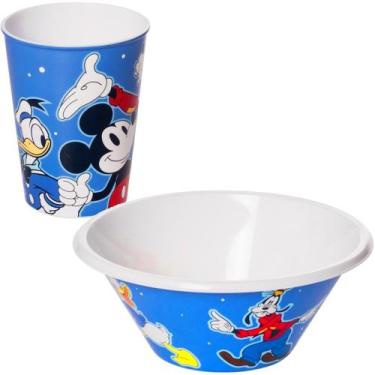 Imagem de Kit Lanche Infantil Mickey Disney Copo e Prato Plasutil
