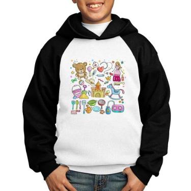 Imagem de Moletom Infantil Brinquedos - Foca na Moda, Branco, Preto, 10