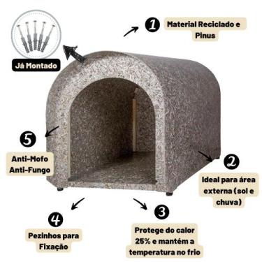 Imagem de Casinha Madeira Para Cachorro Cães N3 Ecológica Iglu Casa - Shop Mais 