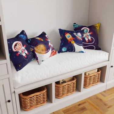 Imagem de Kit 4 Capas De Almofadas Decorativas Infantil Galaxia Astronauta Espaç