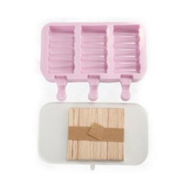 Imagem de Forma de Picolé Em Silicone Zig Zag 3 Cavidades E 50 Palitos - Kehome