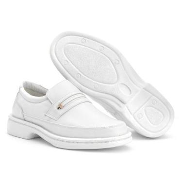 Imagem de Sapato Masculino Hospitalar Confortável Anatomic Gel Couro Branco - IG