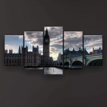 Imagem de Quadro Decorativo Ponte Big Ben Londres 129x61 Sala Quarto - Loja Wall