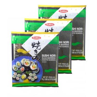 Imagem de Algas Yaki Nori Para Sushi Temaki Sukina (Kit com 30)
