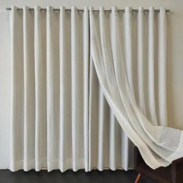 Imagem de Cortina Linho Com Forro Blackout Para Bastão Luxo 5,00x2,60 - Salvatex