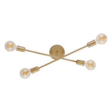 Imagem de Lustre LuminaLux Sputnik Monaco 2 Braços Pendente Industrial, Dourado