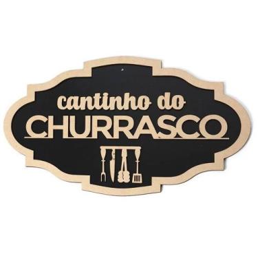 Imagem de Placa Cantinho Do Churrasco Madeira mdf Fundo preto - Yper Criativo