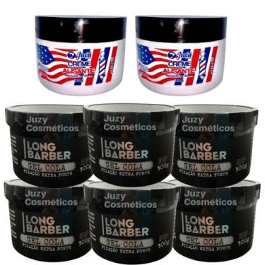Imagem de Kit 2 Alisante Americano 300g Juca + 6 Gel Long Barber 300g - Juca Men