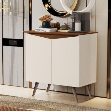 Imagem de Buffet 2 Portas Pés Palito Retrô Encanto Maria Móveis Off White/Freijó