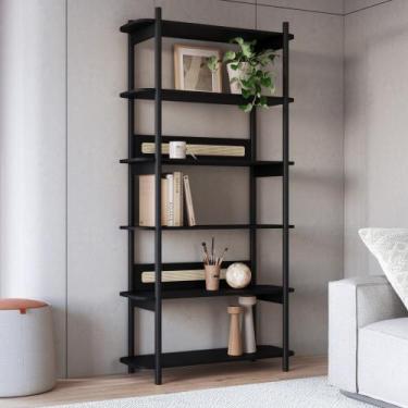 Imagem de Estante oslo 180cm 6 prateleiras madeira hanover ou nero base em madei