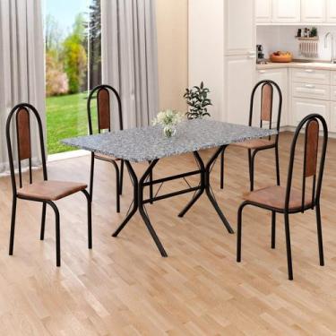 Imagem de Conjunto Sala de Jantar Mesa Retangular 120x75cm Tampo Granito Ocre 4 