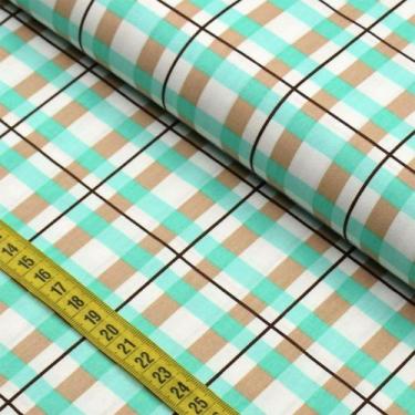 Imagem de Tecido Estampado para Patchwork - Floresta : Xadrez Floresta Acqua (0,