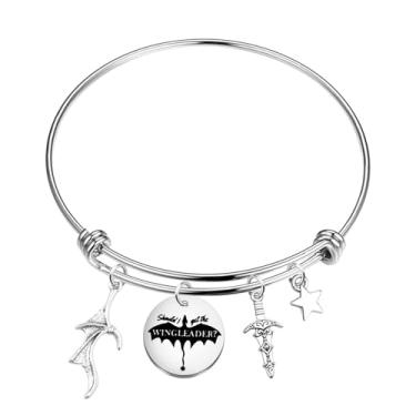 Imagem de KEYCHIN Pulseira Fourth Wing Dragon Rider Bookish Gifts Should I Get The Wing Leader Jewelry Fantasy Book Lover Gifts, Large, Aço inoxidável, Liga metálica.