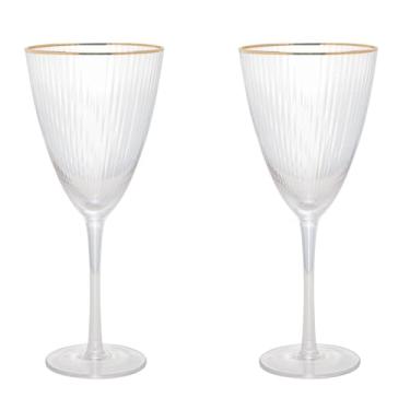 Imagem de WOLFF - Conjunto 2 Taças de Vidro com Borda Dourada Lines 400ml para Vinho