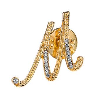 Imagem de Broche de letra inicial Ethoon pequeno lapela gravata de alfinete nome personalizado presentes para meninas mulheres homens menino ouro