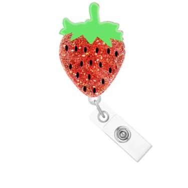 Imagem de Abamilaka Carretel de crachá fofo de morango, clipe retrátil, vermelho, enfermeira, enfermeira, suporte para enfermeiras, RN CNA, clipes de crachá de acrílico, cartão de identificação médica,