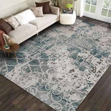 Imagem de Decoração moderna para sala de estar, carpete abstrato cinza, tapete grande para área, sofá, cadeira, tapete lateral, antiderrapante, lavável, carpete para chão de quarto, flanela 2.100 x 160 cm