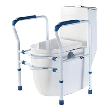 Imagem de Compacto Trilhos de segurança antiestáticos antiestáticos para vaso sanitário, sem perfuração, cabem na maioria dos banheiros autônomos, alça de barra de apoio Estrutura de suporte