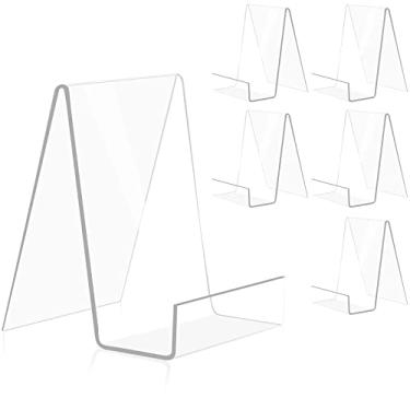 Imagem de Pacote com 6 suportes de livro de acrílico transparente suporte de livro para exibição de tablets, jornais, revistas, cadernos, CDs de livros didáticos, etc. (claro-grande))